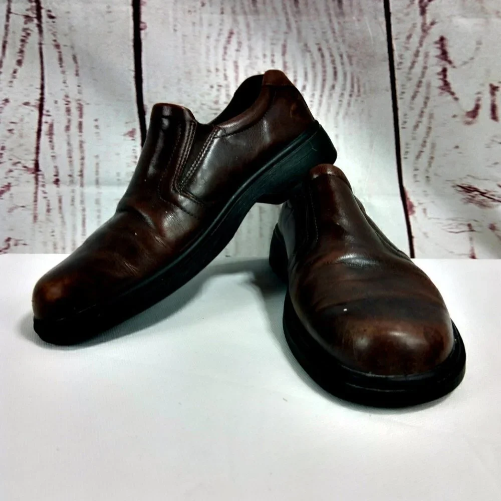 Ecco Shock Point Brown Slip On Loafer Dress Shoes US 9-9.5 EU 43